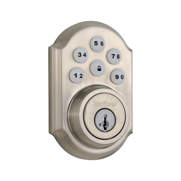 Kwikset Z-Wave SmartCode 909 Satin Nickel Single Cylinder Electronic Deadbolt Featuring SmartKey Security