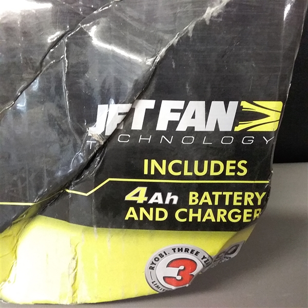 RYOBI ONE+ 100 MPH 280 CFM Variable-Speed 18-Volt Lithium-Ion Cordless Jet Fan Leaf Blower 4Ah Battery and Charger Included