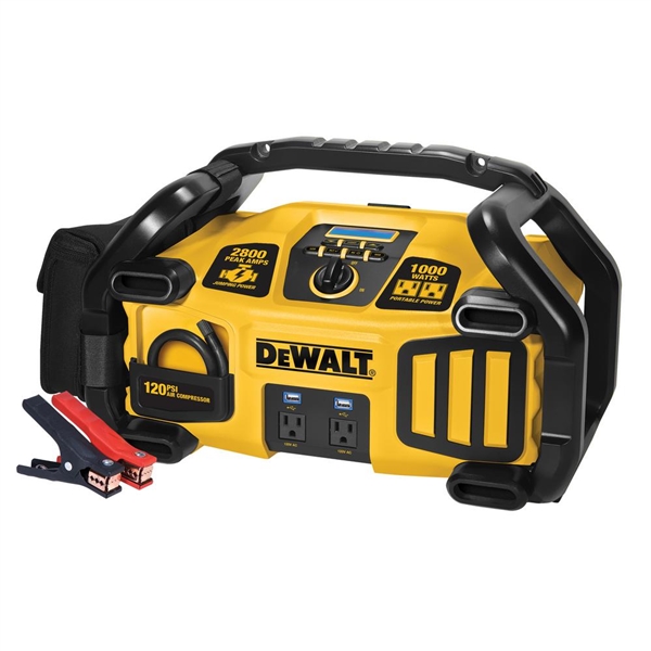 DEWALT 2800 Peak Amp Jump Starter 1000-Watt Power Inverter with Digital Compressor