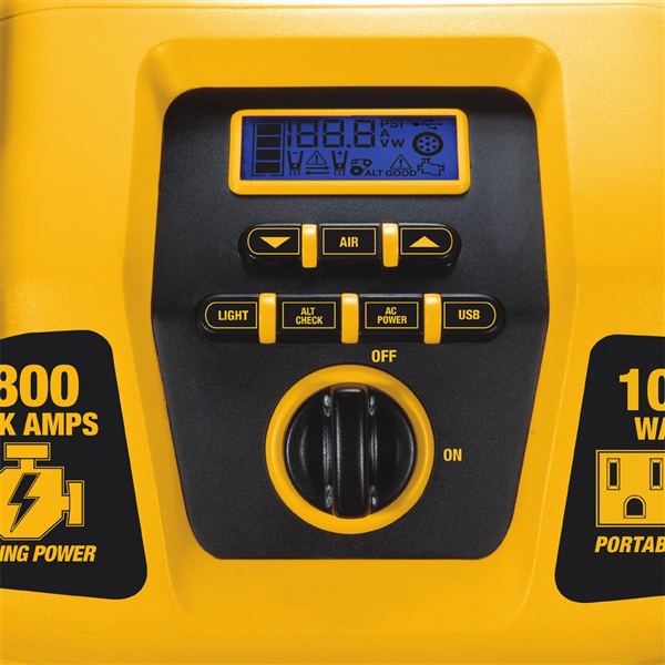 DEWALT 2800 Peak Amp Jump Starter 1000-Watt Power Inverter with Digital Compressor