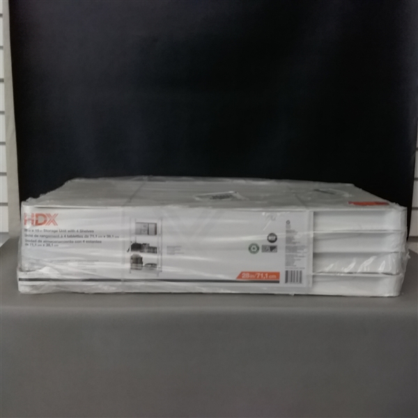 HDX 4-Shelf 15 in. D x 28 in. W x 52 in. H White Plastic Storage Shelving Unit