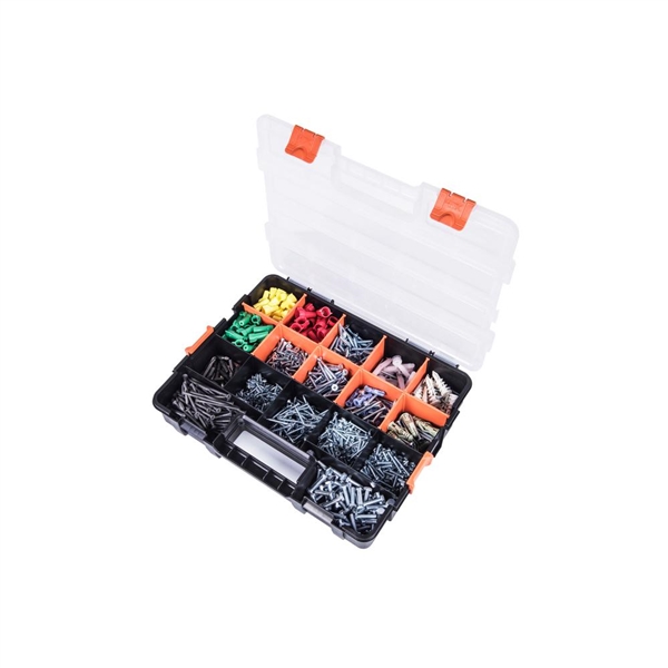 HDX 15-Compartment Interlocking Small Parts Organizer in Black (2-Pack)