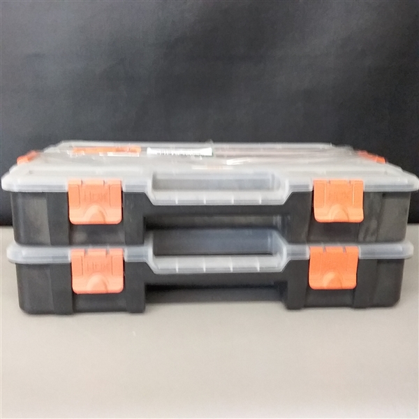 HDX 15-Compartment Interlocking Small Parts Organizer in Black (2-Pack)