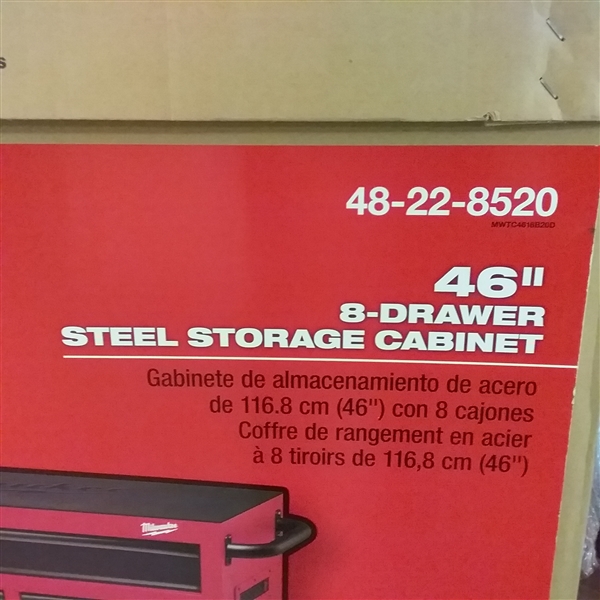 Milwaukee 46 in. 16-Drawer Steel Tool Chest and Rolling Cabinet Set, Textured Red and Black Matte