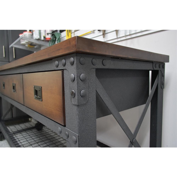 Duramax Building Products 72 in. x 24 in. with 3-Drawers Rolling Industrial Workbench and Wood Top