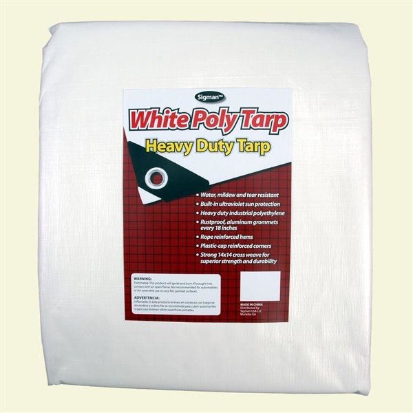 Sigman 8 ft. x 20 ft. White Heavy Duty Tarp