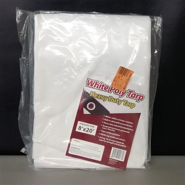 Sigman 8 ft. x 20 ft. White Heavy Duty Tarp