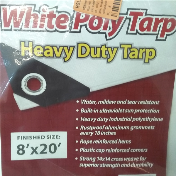 Sigman 8 ft. x 20 ft. White Heavy Duty Tarp