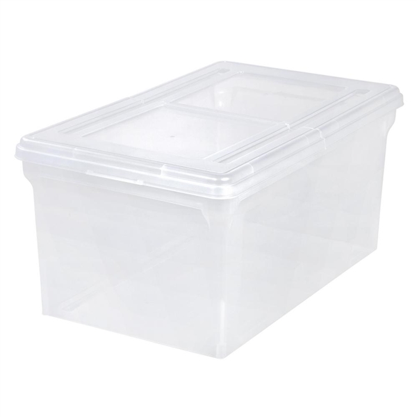 Iris 44 Qt. Split Lid Letter Size File Storage Box in Clear