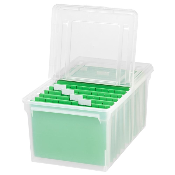 Iris 44 Qt. Split Lid Letter Size File Storage Box in Clear