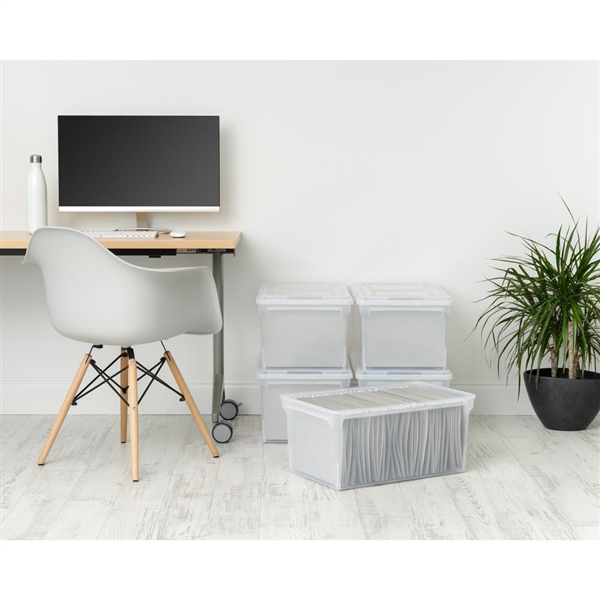 Iris 44 Qt. Split Lid Letter Size File Storage Box in Clear