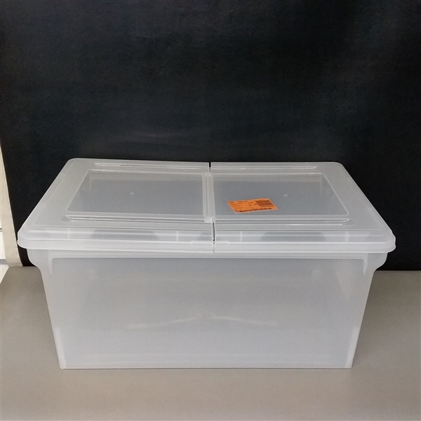 Iris 44 Qt. Split Lid Letter Size File Storage Box in Clear