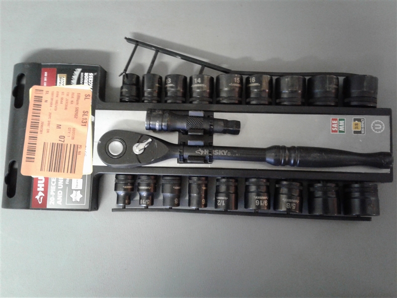 Husky 3/8 in. Drive 100-Position Ratchet and Universal SAE/Metric Socket Wrench Set (20-Piece)