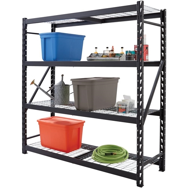 Husky Black Heavy Duty 4-Tier Steel Garage Storage Shelving Unit (77 in. W x 78 in. H x 24 in. D)