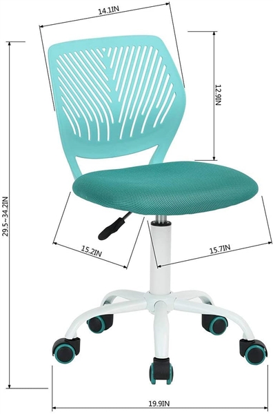 GreenForest Office Task Desk Chair Adjustable Mid Back Turquoise