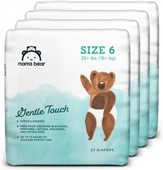 Mama Bear Gentle Touch Diapers, Hypoallergenic, Size 6, 108 Count (4 packs of 27)