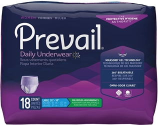 Prevail Incontinence Protective Underwear for Women, Maximum Absorbency, Lg, 18 Count