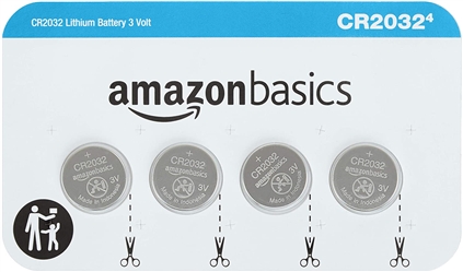 AmazonBasics CR2032 3 Volt Lithium Coin Cell Battery - 4-Pack