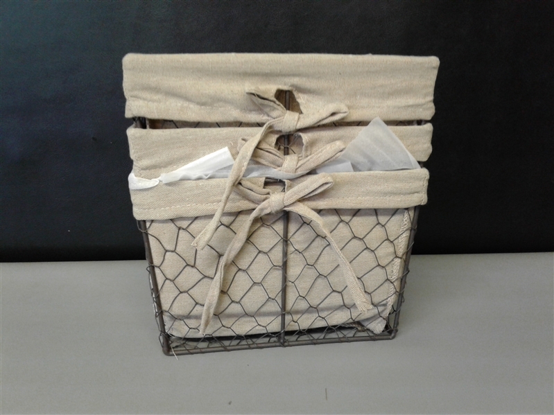 Chicken Wire Baskets for Storage Removable Fabric Liner, Set of 3