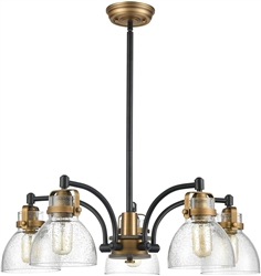  WILDSOUL 5-Light Farmhouse Clear Seeded Dome Glass Shaded Chandelier