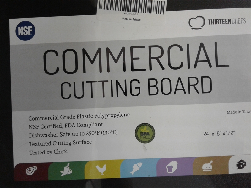 Commercial Plastic Cutting Board NSF, Extra Large - 24 x 18 x 0.5 Inch, Black