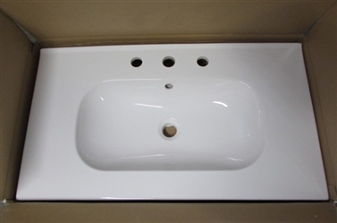 Aquatre Vanity Top Porcelain Lavatory 3- Hole Sink MSRP $700