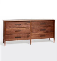 SHAW WALNUT 6-DRAWER DRESSER $3999 Made in USA *DRAWER PULLS NOT INCLUDED*