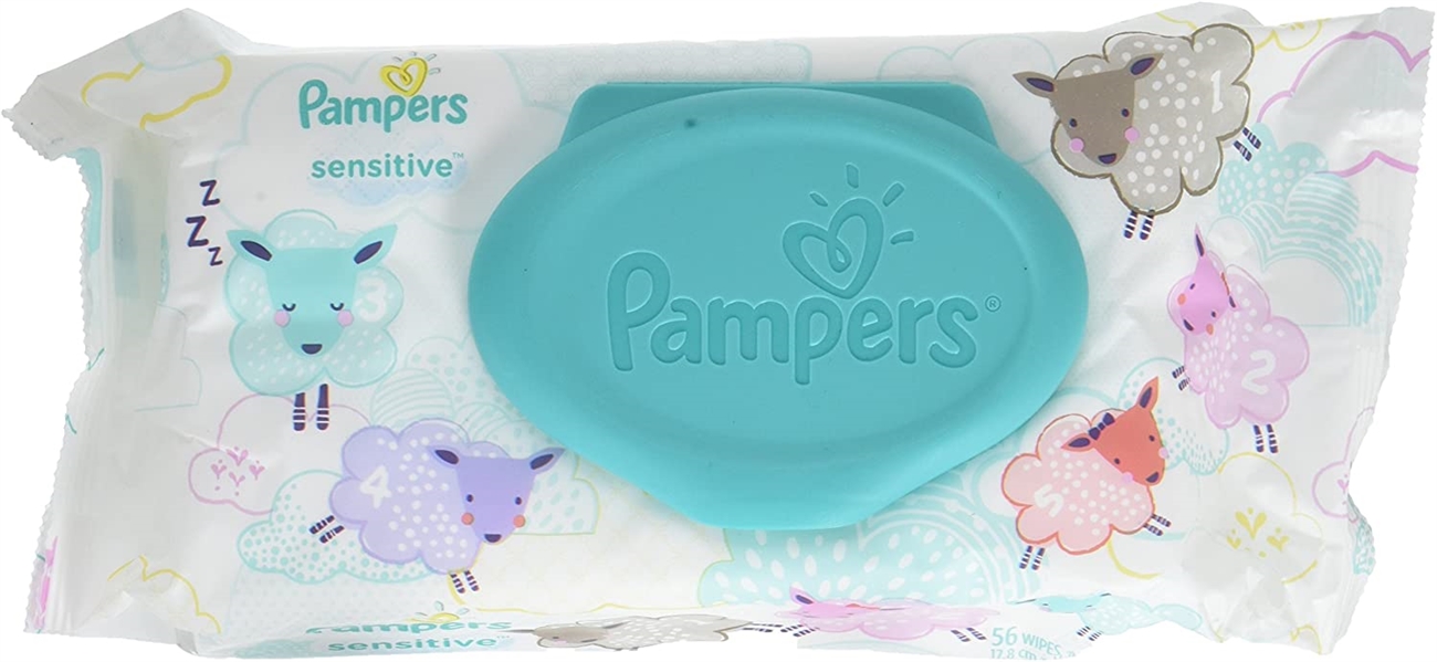 Pampers Sensitive Wipes Travel Pack 56 Count (Pack of 4)