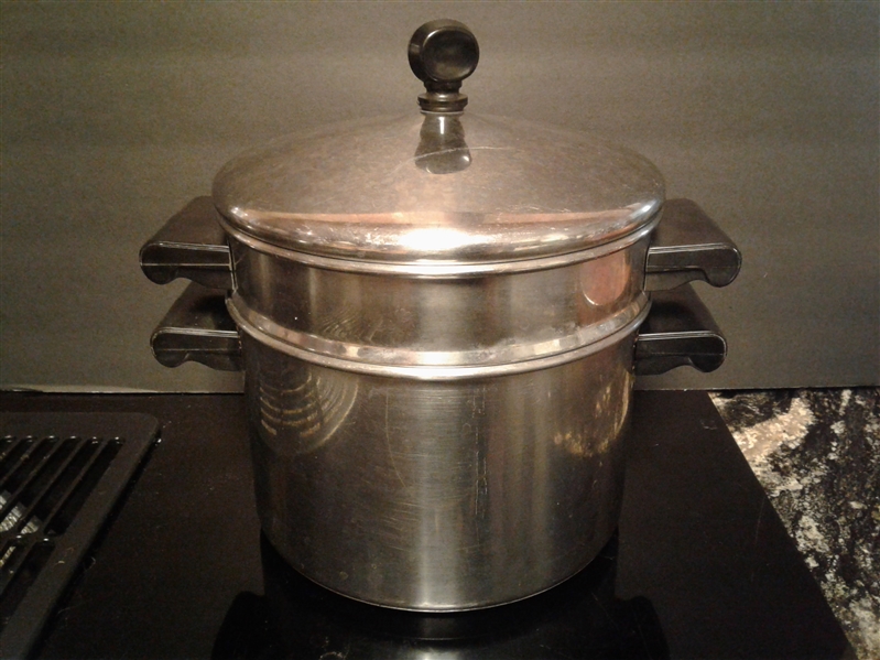 Copper Chef fry pan, double boiler pot, two sauce pans