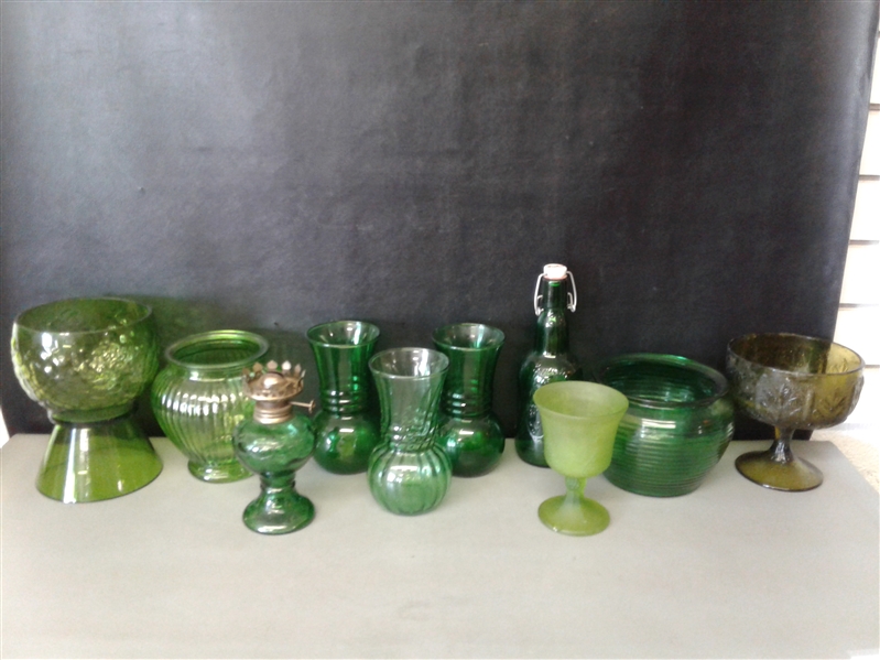 Assortment of Green Glass