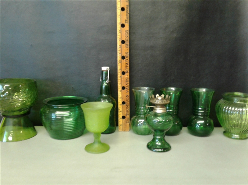 Assortment of Green Glass