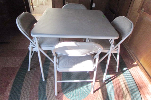 CARD TABLE & 4 FOLDING CHAIRS