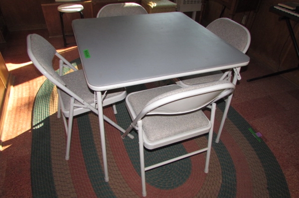 CARD TABLE & 4 FOLDING CHAIRS