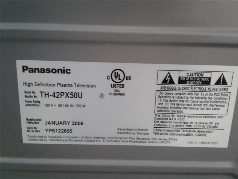 Panasonic Viera 42 HD Plasma TV