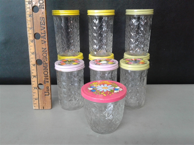 Large Mason Jar Lot-Quilted Jelly Jars, Canning Jars, Lids, Etc