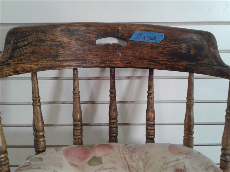 Vintage Oak Saloon Chair W/Cushion