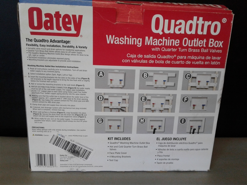 Oatey 38529 Quadtro Washing Machine Outlet Box