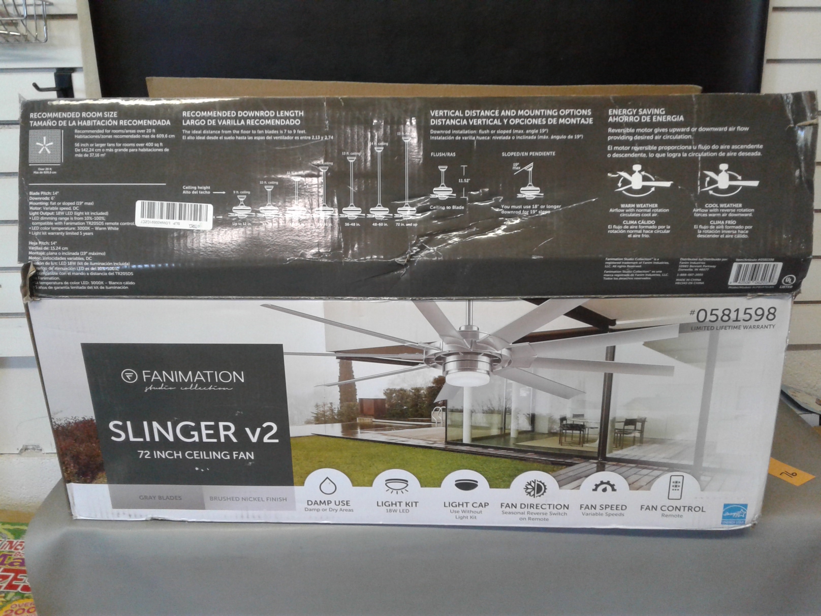 Lot Detail Fanimation Slinger v2 72" Ceiling Fan w/Light