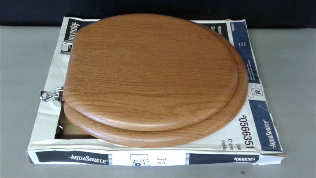 AquaSource Oak Wood Toilet Seat ROUND
