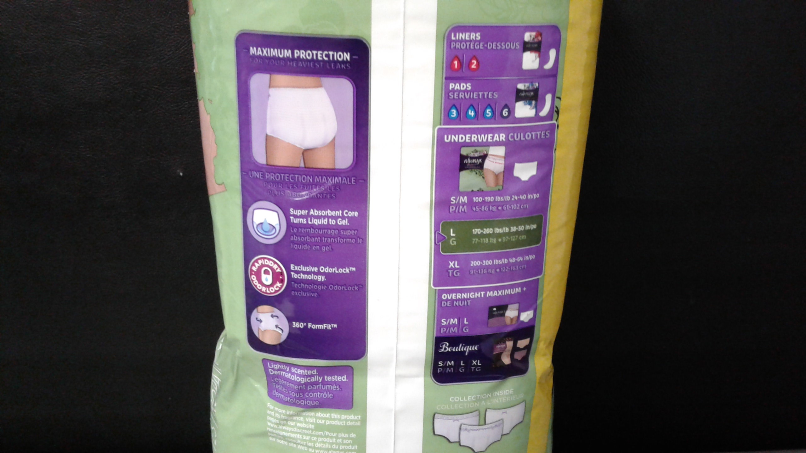 Lot Detail Always Discreet, Incontinence & Postpartum Underwear for
