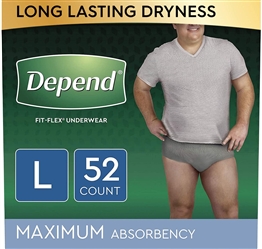 Depend FIT-FLEX Incontinence Underwear for Men Large 52 Count