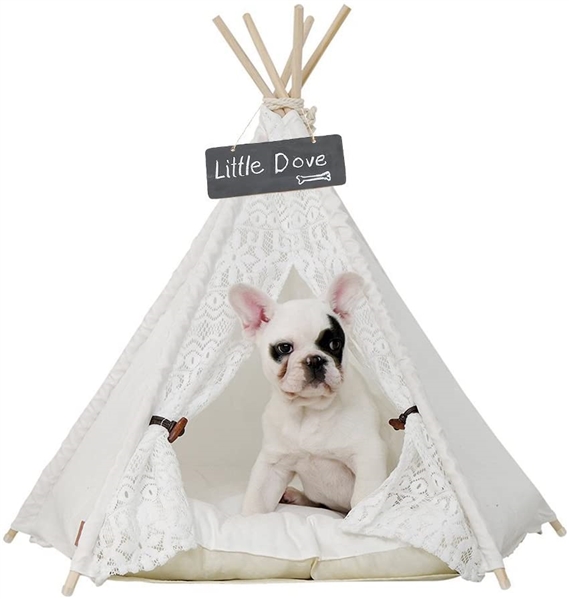 Pet Teepee Dog & Cat Bed - Portable Pet Tents Lace Style