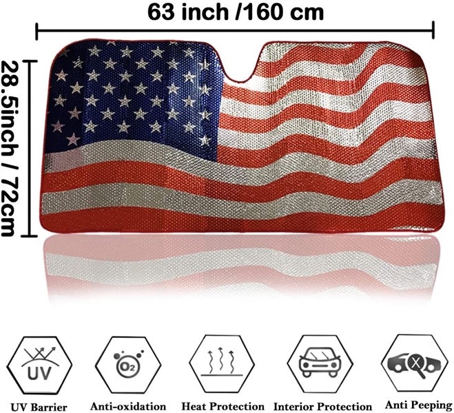 American Flag Windshield Sun Shade
