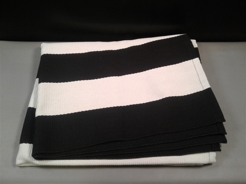 Black and White Striped Rug