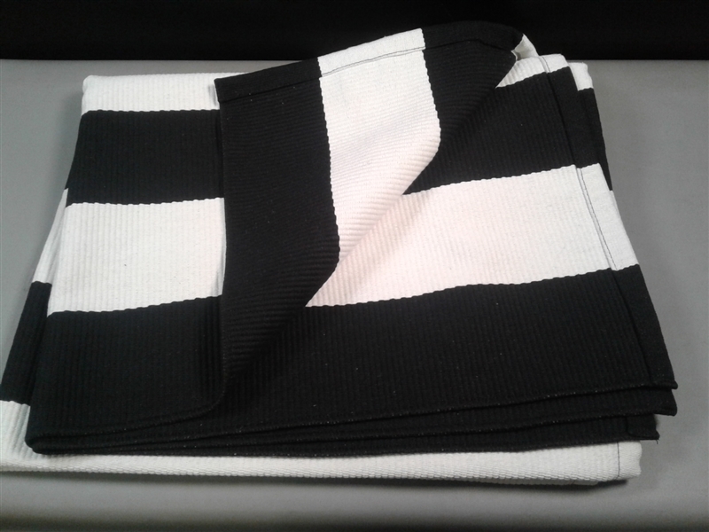 Black and White Striped Rug