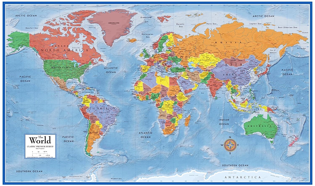 24x36 World Classic Premier Wall Map Poster (Laminated)
