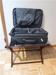 KIRKLAND ROLLING SUITCASE AND A FOLDING LUGGAGE RACK