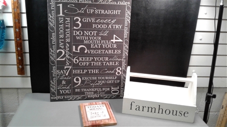 Kitchen Signs and Farmhouse Bin