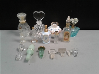 9 Vintage Perfume Bottles 7 Glass Perfume Stoppers 