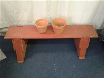 Red Bench and Two Pots